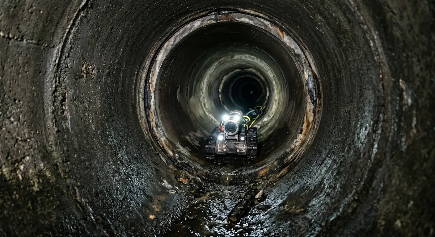 Robotic sewer camera inspecting pipe interior for Drain Snake Service in Washingtonville